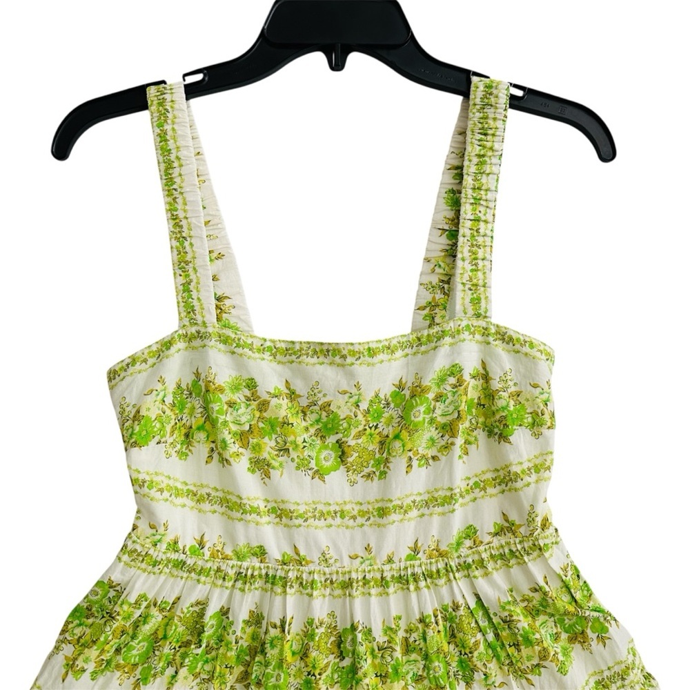 Alemais Jolene Dress Size 10 US 6 Green Floral Tiered Organic Cotton Mini Vacay - Picture 6 of 16